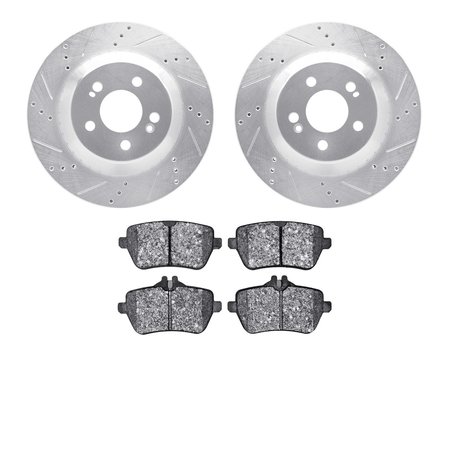 DYNAMIC FRICTION CO 7502-63079, Rotors-Drilled and Slotted-Silver with 5000 Advanced Brake Pads, Zinc Coated 7502-63079